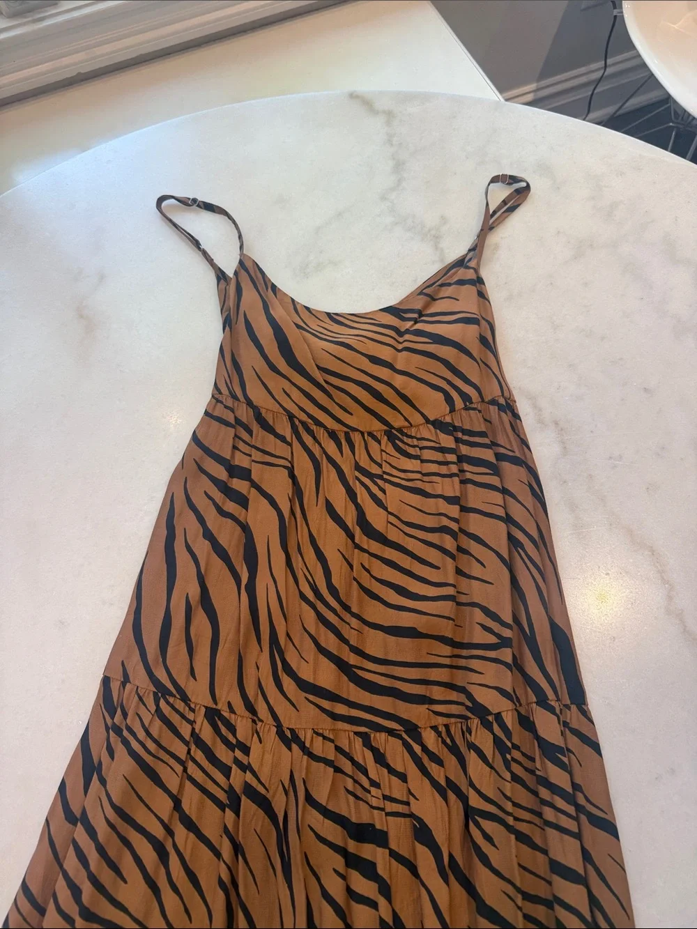 NWOT Faithfull the Brand Corvina Brown and Black Tiger Stripe midi Dress - Picture 3 of 10
